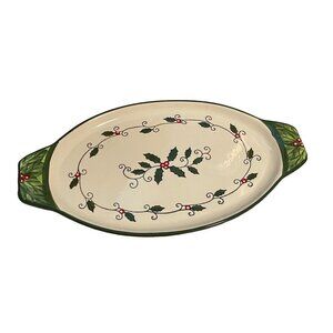 Holiday Holly Berry Decorated Serving Dish